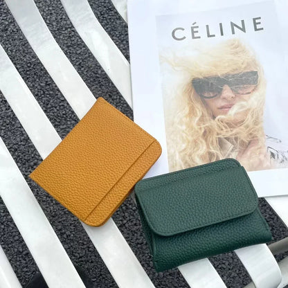Portefeuille Femme Cuir Véritable Pliable Simple - Porte-Monnaie Multifonction Coin Bag Petit Money Bag