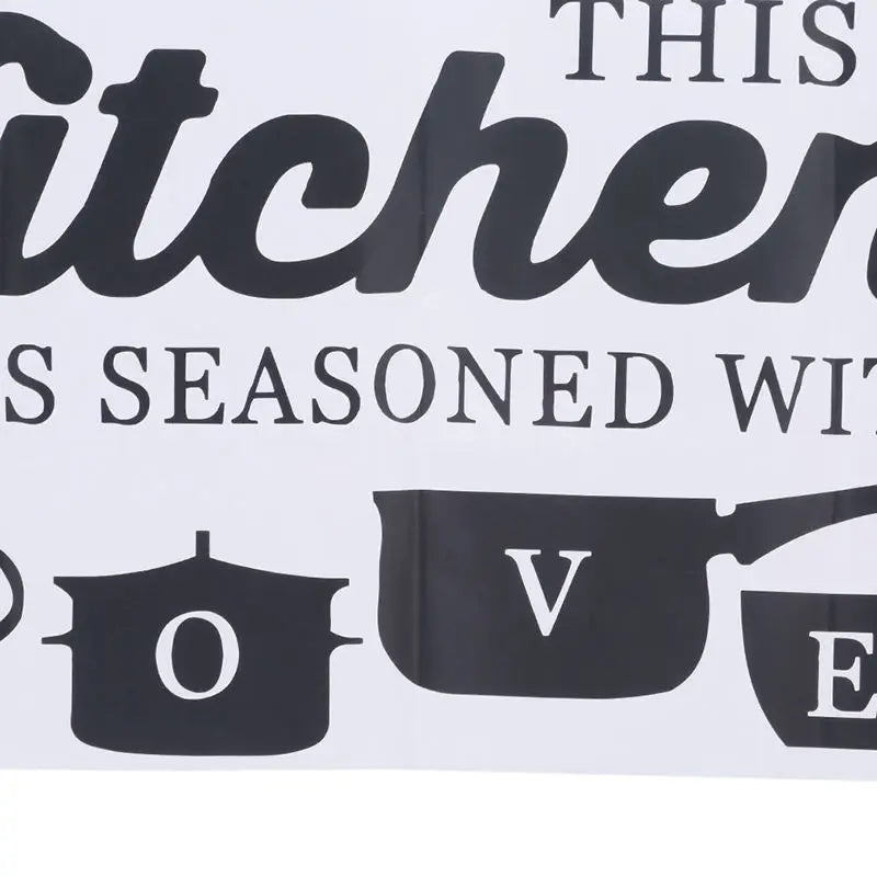 Sticker Mural Cuisine "This Kitchen is Seasoned with Love" - Autocollant Décoratif 60×28cm