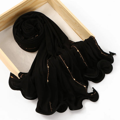 Hijab Jersey Coton Premium - Voile Bordure Scintillante Femme