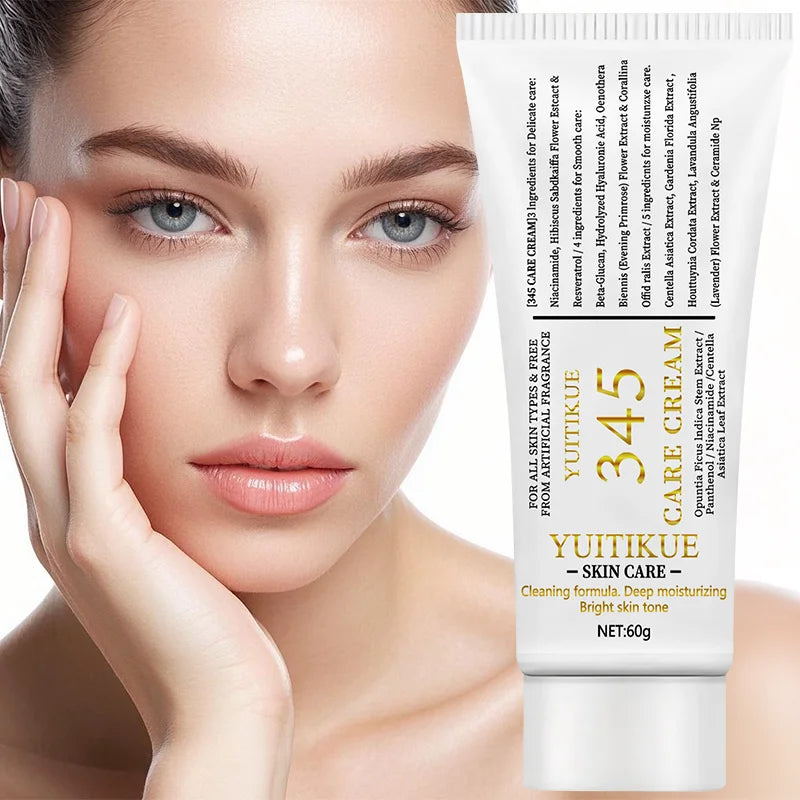 Crème Soin 345 Care 60g - Hydratante Raffermissante Lissante Légère Non-Grasse Sans Parfum Tous Types Peau