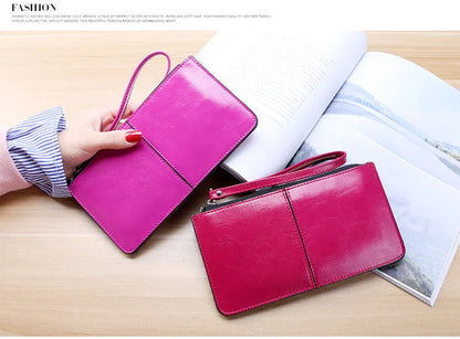Portefeuille Femme Business Cuir PU Long - Clutch Fermeture Éclair Porte-Cartes Grande Capacité Vert Foncé