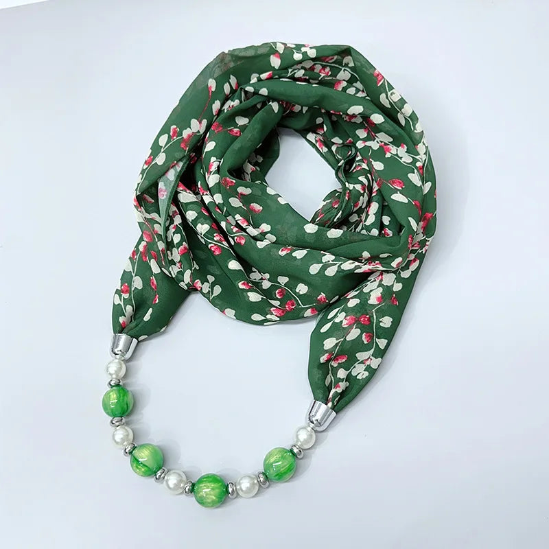 Foulard Collier Mousseline Multicolore Femme - Bijou Statement Neckerchief Bohème Hijab