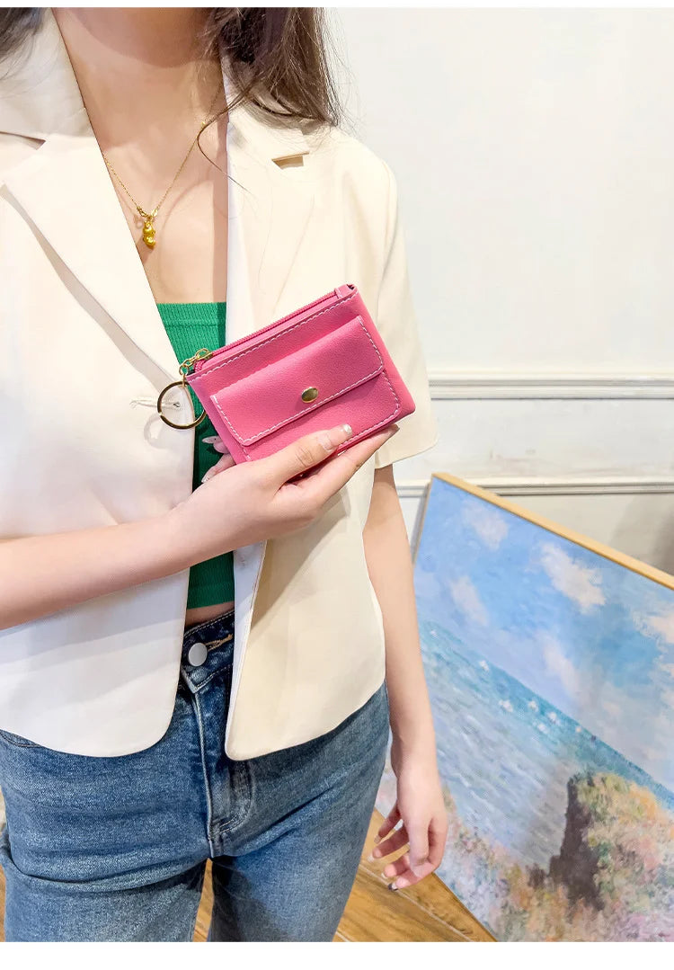 Portefeuille Femme RFID Blocking Trifold Multi-Cartes - Porte-Monnaie Zippé Porte-Clés Sécurisé
