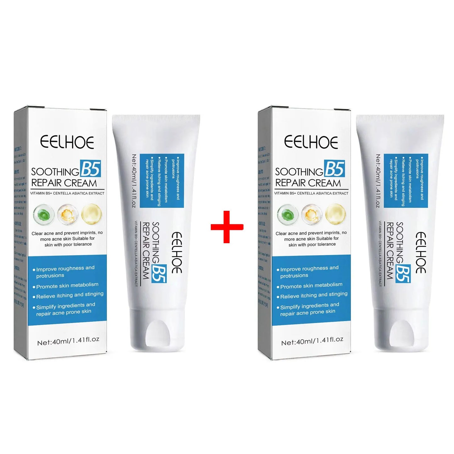 Crème Réparatrice Centella Asiatica 40ml - Hydratante Métabolisme Éclaircissante Resserre Pores Anti-Acné