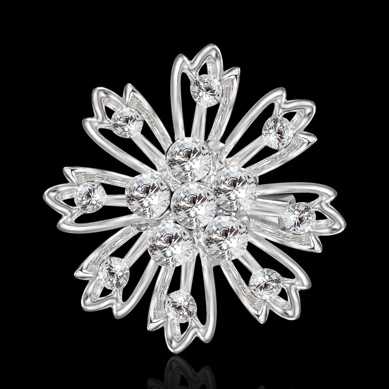 Broche Fleur Rétro Mode Cristal Strass – Pin's Bijou Mariage Rendez-vous Soirées Femme