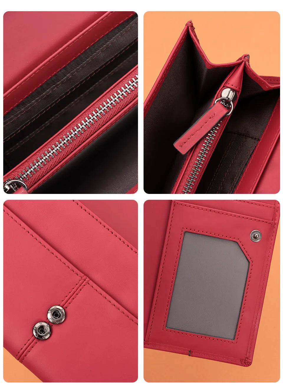 Portefeuille Femme Cuir Véritable Long RFID - Carteras Luxe avec Porte-Monnaie