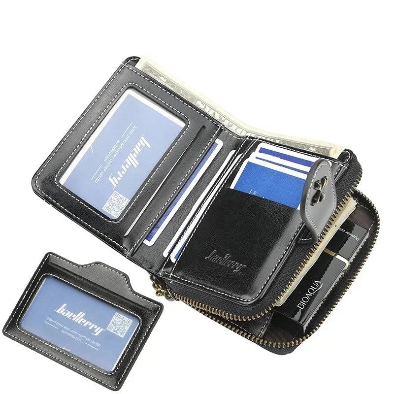 Portefeuille Femme Court Cuir PU Noir - Porte-Monnaie Hasp avec Porte-Cartes et Compartiment Pièces