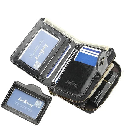 Portefeuille Femme Court Cuir PU Noir - Porte-Monnaie Hasp avec Porte-Cartes et Compartiment Pièces
