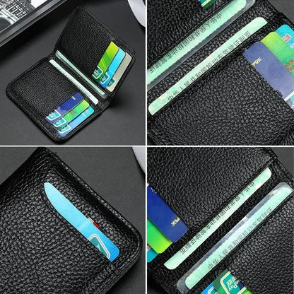 Portefeuille Homme Ultra-Mince Cuir PU - Mini Porte-Cartes Court Portable