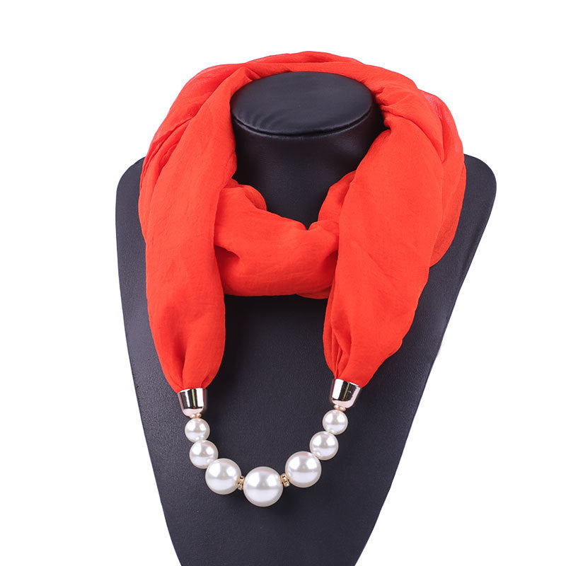 Foulard Collier Pendentif Couleur Unie Femme - Écharpe Neckerchief Bijou Hijab Accessoire