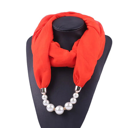 Foulard Collier Pendentif Couleur Unie Femme - Écharpe Neckerchief Bijou Hijab Accessoire