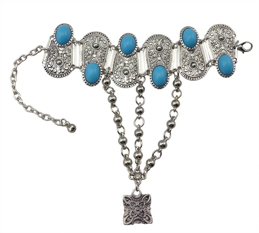 Bracelet Jonc Ethnique Tribal Turquoise - Inspiration Indienne et Africaine