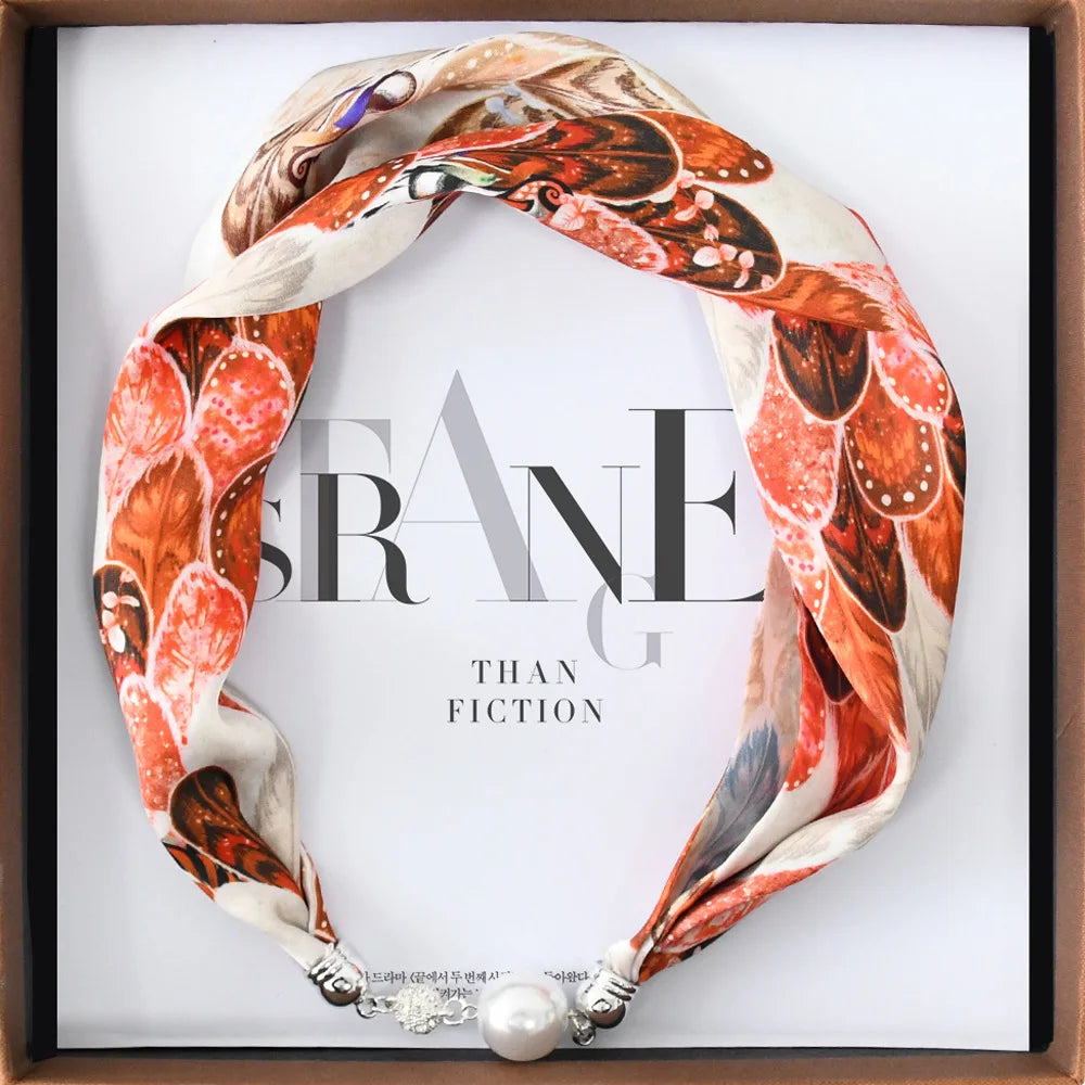 Luxury Square Scarf with Magnetic Buckle for Women - Triangle Cross Silk Design Scarf