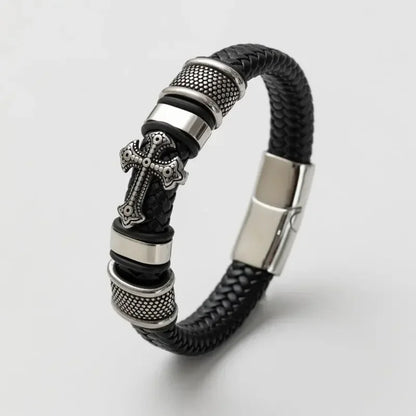 Bracelet Cuir Classique Homme – Boucle Magnétique Métal Casual Chic
