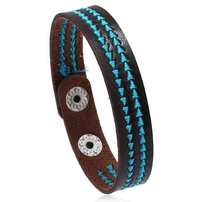 Bracelet en Cuir Tissé Enroulé pour Homme - Style Hip-Hop Rock avec Accents Acier