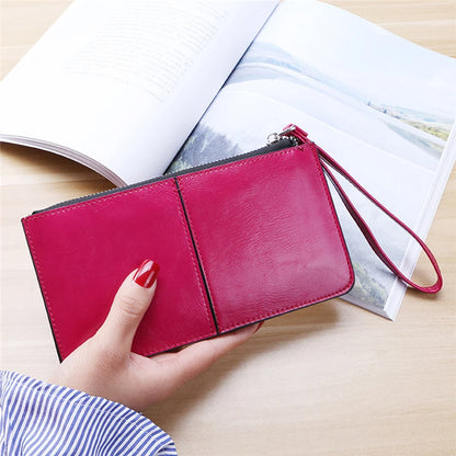 Portefeuille Femme Business Cuir PU Long - Clutch Fermeture Éclair Porte-Cartes Grande Capacité Vert Foncé