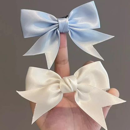 Pinces Cheveux Nœud Satin Élégantes - Barrettes Kawaii Fille Femme - 4 Pièces Noir Blanc