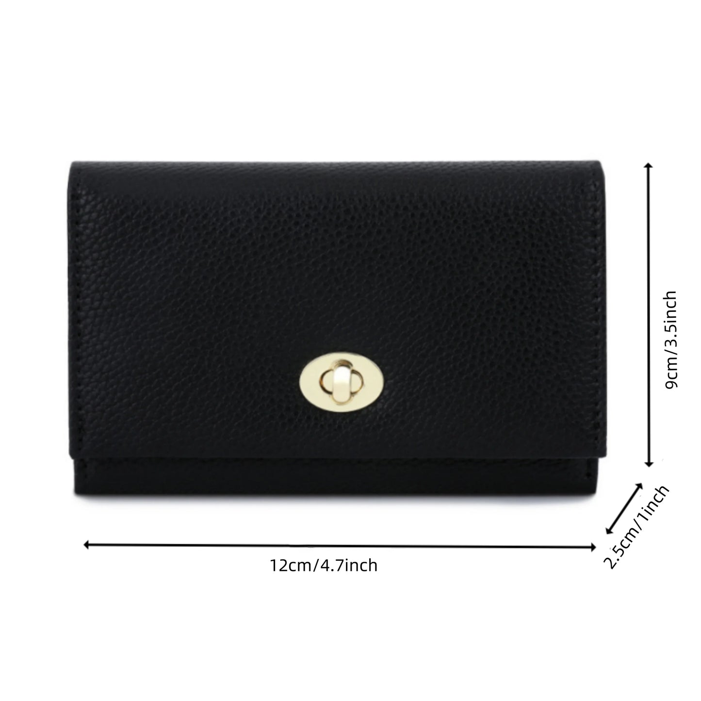Portefeuille Femme Noir Court Cuir PU - Porte-Carte Compact Multi-Compartiments Style Cool