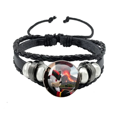 Bracelet Shadow le Hérisson Cabochon Verre – Cuir Multicouche Tressé Unisexe