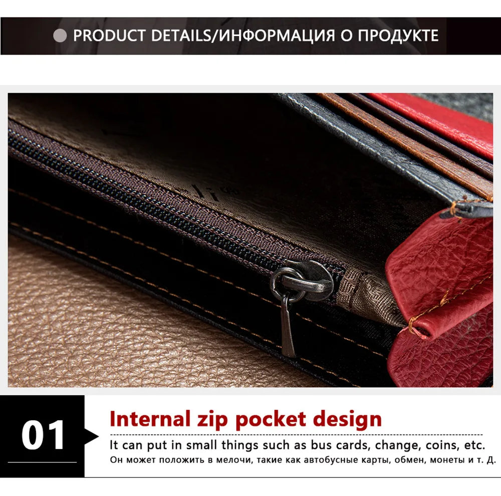 Sac à Main Pochette Femme Cuir - Portefeuille Court Clip Téléphone