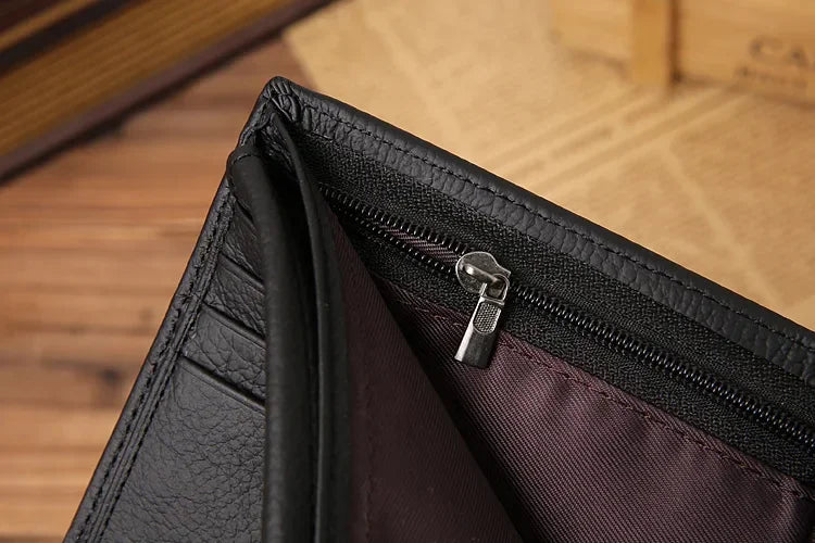 Portefeuille Homme Cuir Véritable - Porte-Cartes Court Premium Noir