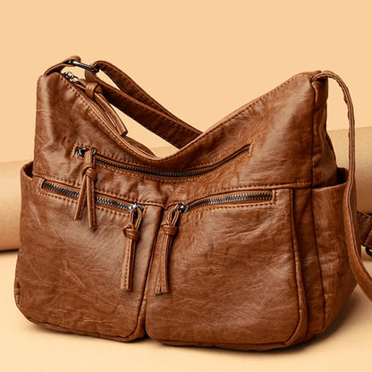 Sac à Main Femme Cuir Luxe Designer - Sac Bandoulière Crossbody Noir 2025