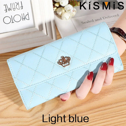 Portefeuille Femme Long Cuir PU Carreaux Rose - Porte-Carte Téléphone Hasp Poche Monnaie Élégant
