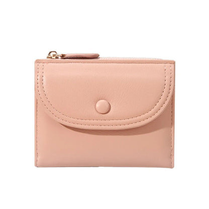 Portefeuille Femme Court Pliable Coloré Mini - Porte-Monnaie Zippé PU Multifonction Portable Marron