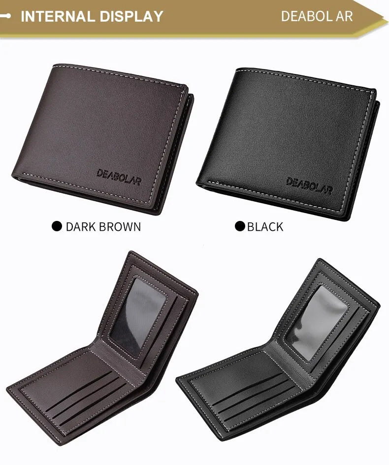 Portefeuille Homme Cuir PU Court Slim - Porte-Cartes Pliable Jeune Homme