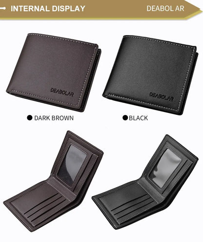 Portefeuille Homme Cuir PU Court Slim - Porte-Cartes Pliable Jeune Homme