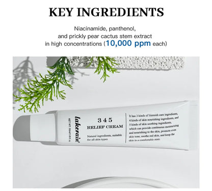 Crème Apaisante Relief 345 - Hydratante Anti-Imperfections Nourrissante Soin Peau Sensible Beauté