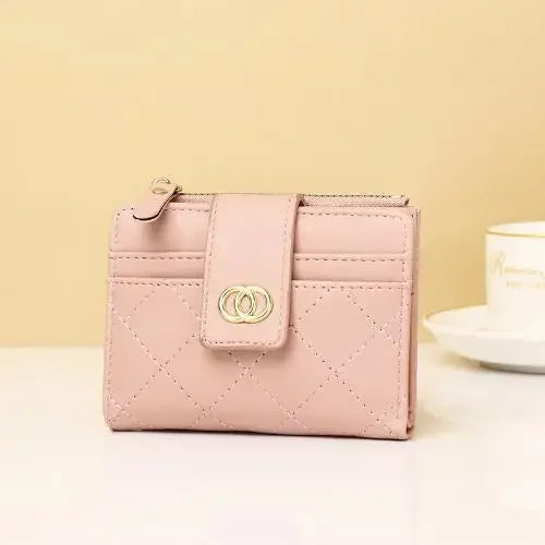 Portefeuille Femme Cuir Petit Sac Zip - Porte-Cartes Porte-Monnaie Rose Noir Rouge