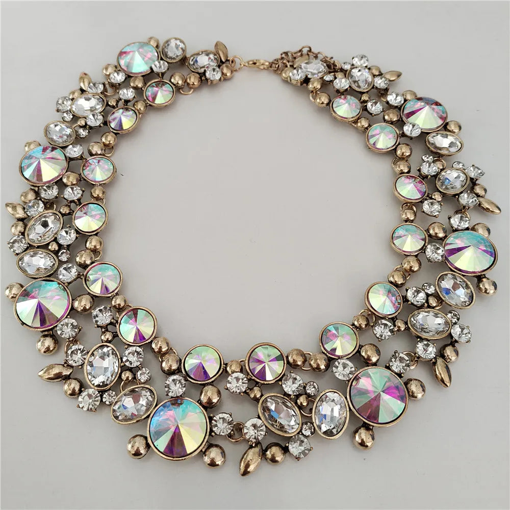Ensemble Collier Ras-du-Cou Indien Vintage Perles Cristaux + Boucles d'Oreilles – Bohème Ethnique Femme