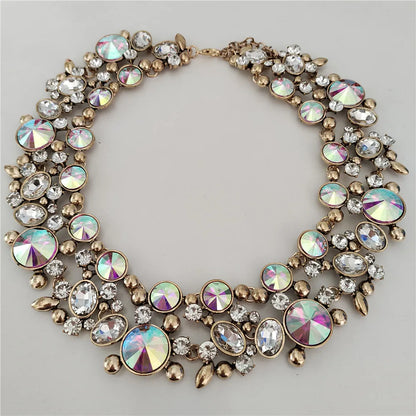 Ensemble Collier Ras-du-Cou Indien Vintage Perles Cristaux + Boucles d'Oreilles – Bohème Ethnique Femme