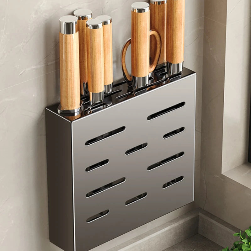 Porte-Couteaux Mural de Cuisine - Rangement Sans Perçage en Acier au Carbone