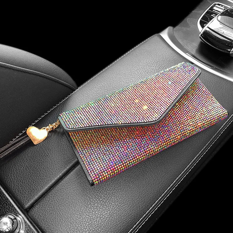 Portefeuille Femme Cristaux Bling - Porte-Cartes Carré Fashion avec Strass