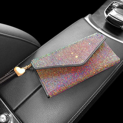 Portefeuille Femme Cristaux Bling - Porte-Cartes Carré Fashion avec Strass