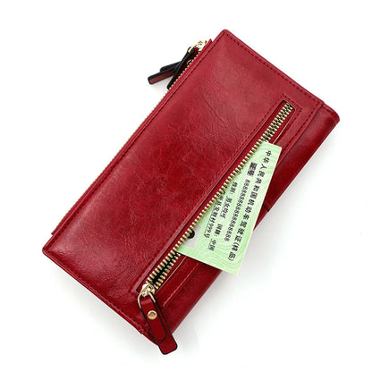 Portefeuille Long Femme Cuir PU Grande Capacité - Porte-Cartes Fermeture Éclair Fashion