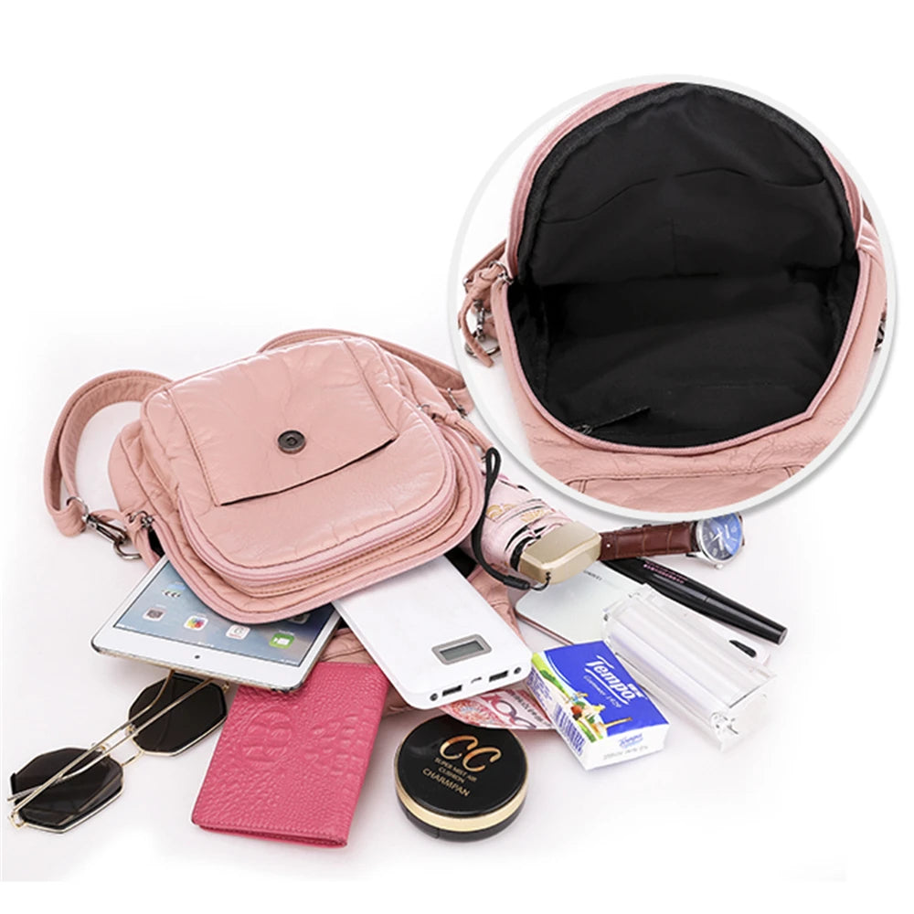 Sac à Dos Femme Cuir 3-en-1 Fleurs Noir - Backpack Voyage Ados Polyvalent