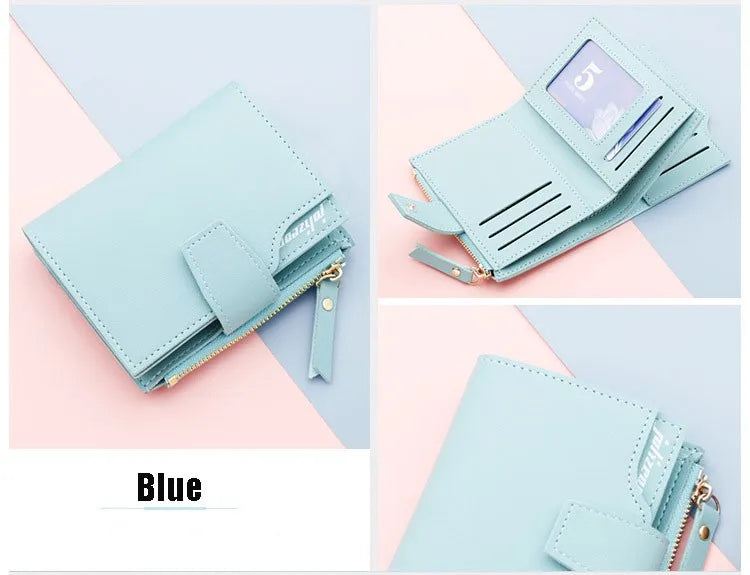 Mini Portefeuille Femme Compact Noir - Petit Porte-Cartes Élégant pour Filles