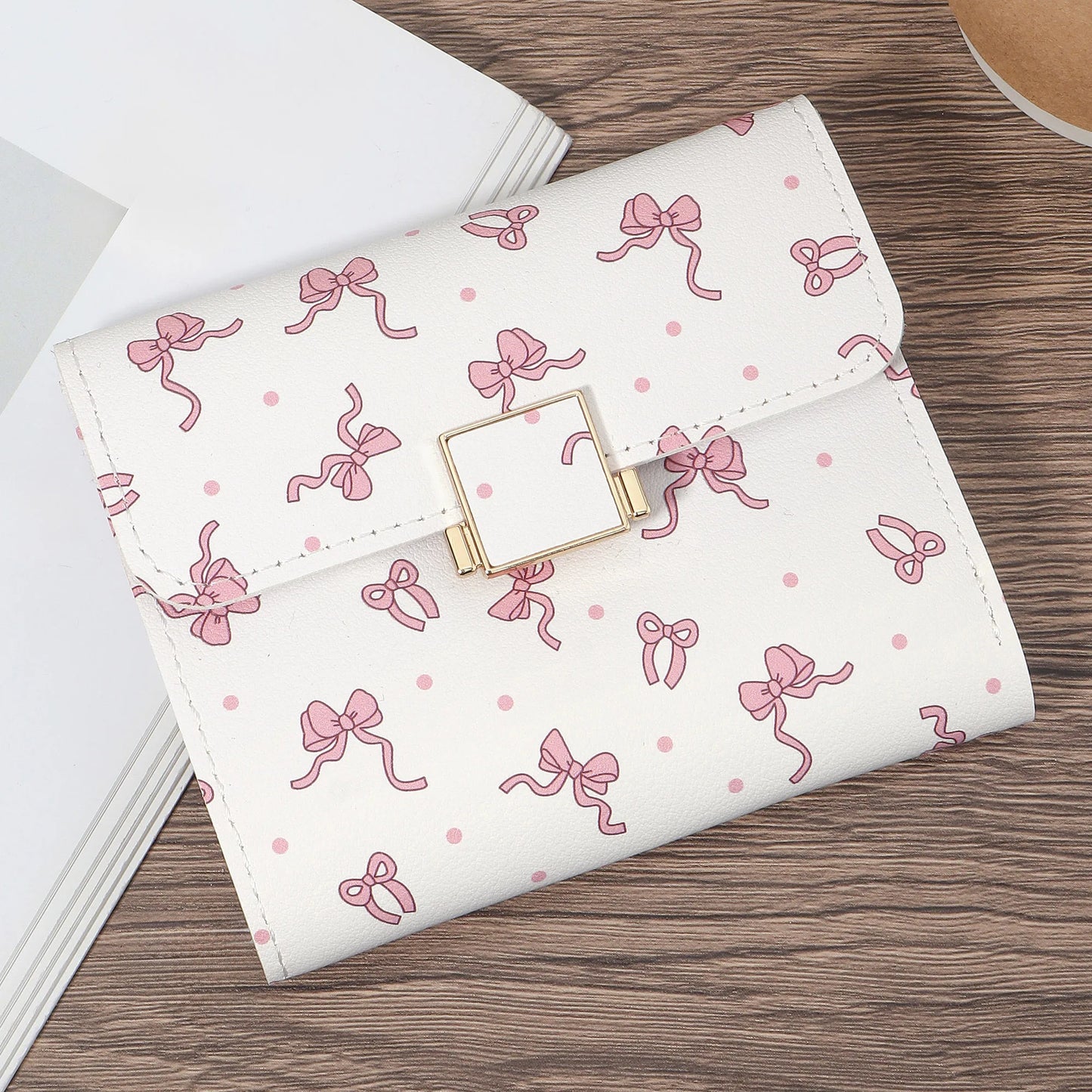 Portefeuille Femme Mini Pliable Multi-Cartes - Porte-Carte ID Fenêtre Voyage Extérieur Rose