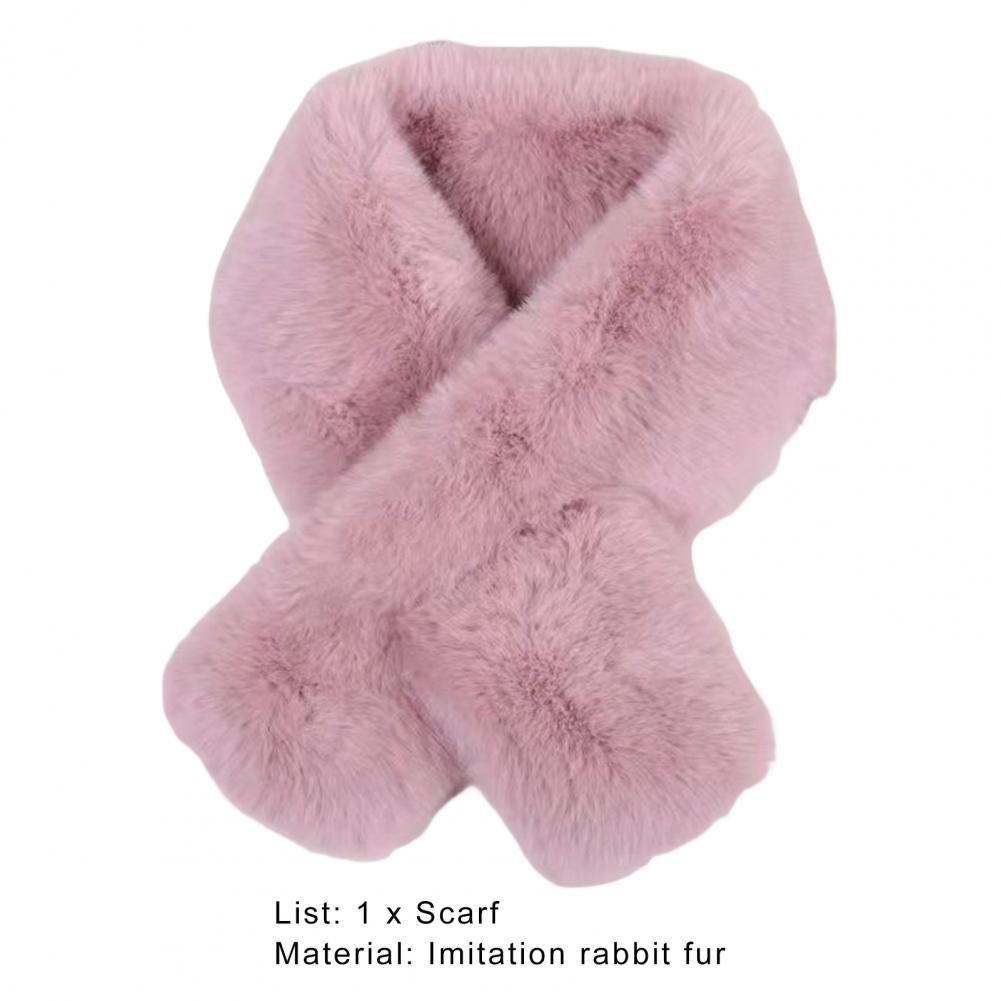 Foulard Écharpe Fourrure Lapin Peluche Femme - Col Croisé Chaud Épais Hiver