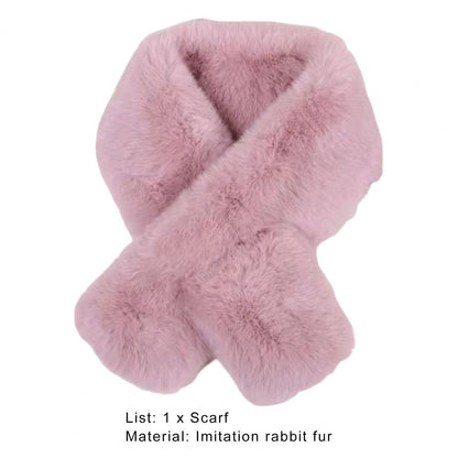 Foulard Écharpe Fourrure Lapin Peluche Femme - Col Croisé Chaud Épais Hiver