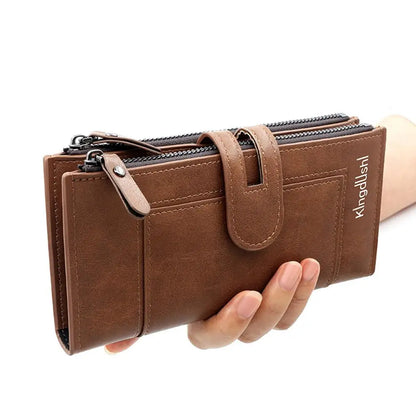 Portefeuille Femme Long Cuir Vintage RFID - Porte-Chéquier Carnet Chèques Protection Anti-RFID Élégant