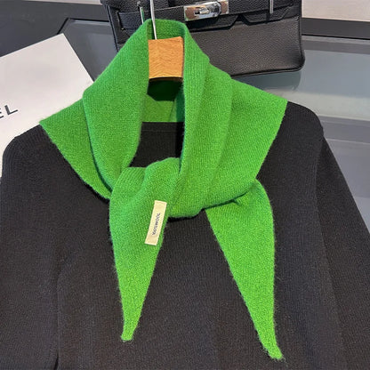 Foulard Triangle Laine 100% Femme - Écharpe Tricotée Style Britannique Coréen Multifonction