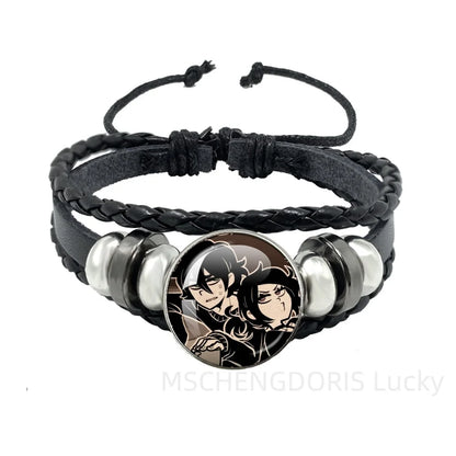Bracelet Gaming Coffin Andy Leyley – Cuir Multicouche Tressé Noir Unisexe