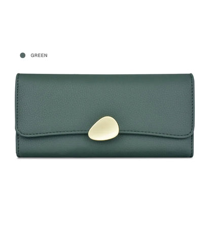 Portefeuille Femme Long Cuir Simple Fashion - Porte-Carte Crédit Porte-Chéquier Rouge Kaki Élégant