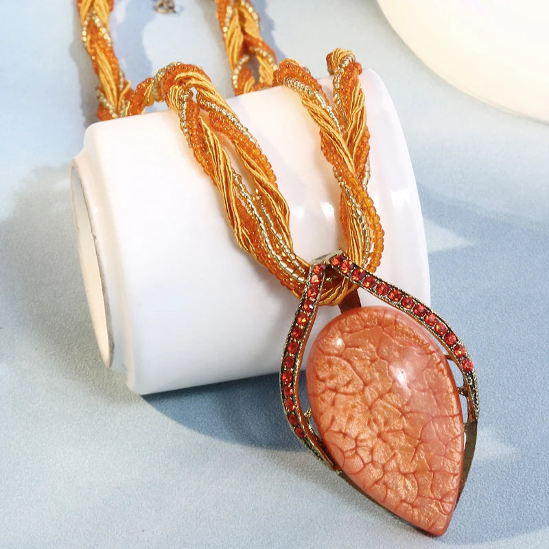 Collier Ras-du-Cou Bohème Ethnique Multicouche Perles Strass – Fait Main Femme