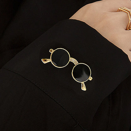 Broche Mini Lunettes Soleil Strass – Pin's Créatif Vintage Unisexe