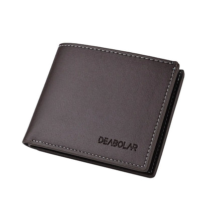 Portefeuille Homme Cuir PU Court Slim - Porte-Cartes Pliable Jeune Homme